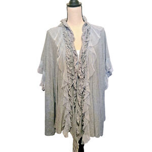 Pretty Angel Duster Cardigan Kimono Grey Ruffled Lace XL Plus size bohemian